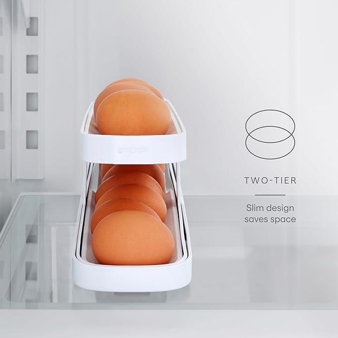 Life Good - Premium Soft Finish Egg Dispenser - Automatically Rolling Egg Holder Container Rack