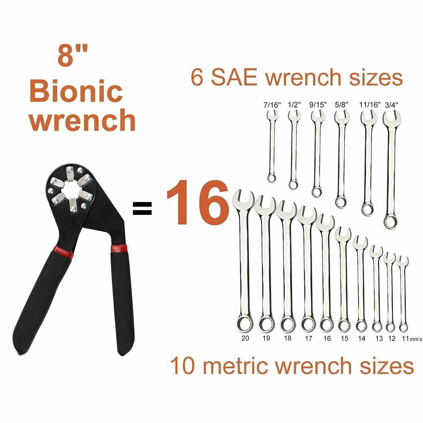 Wrench- Universal Multifunctional Adjustable 8inch Wrench